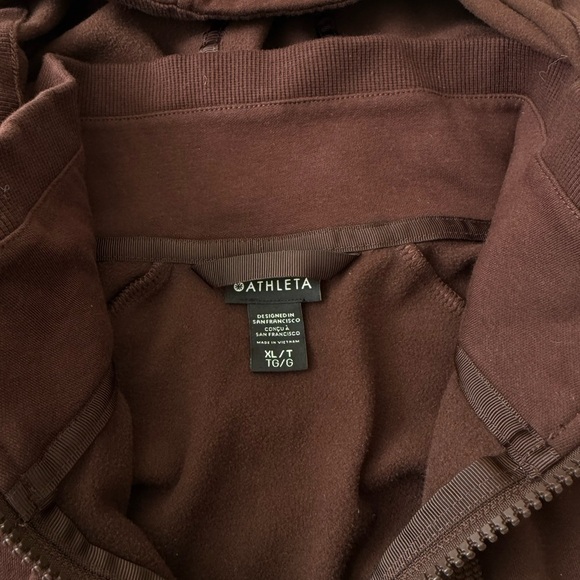 Athleta Triumph Zip Hoodie Jacket Fleece Lined Chocolate Brown Size XL - Picture 6 of 13